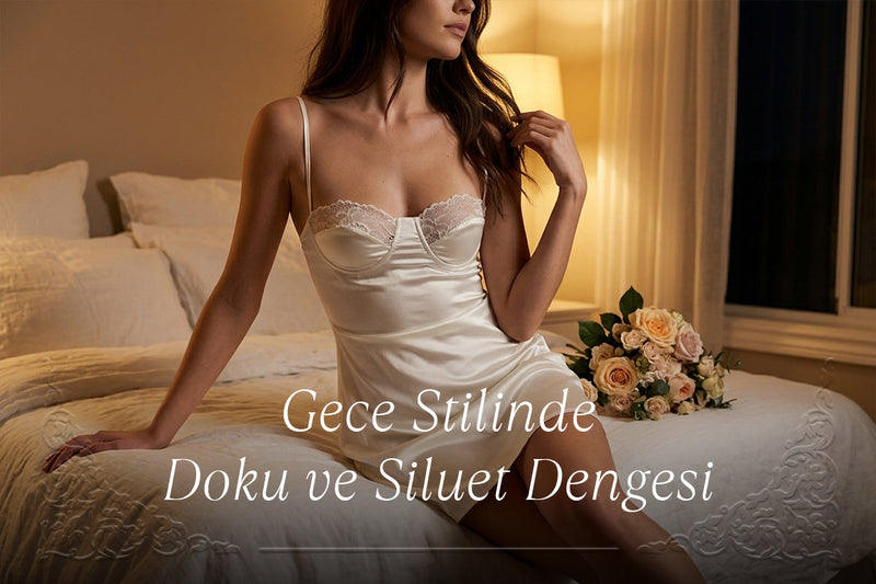 Saten gecelik ve sabahlıkla gece stili