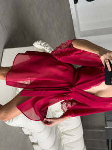 Noir Sabahlık & Bodysuit Set - Bordo