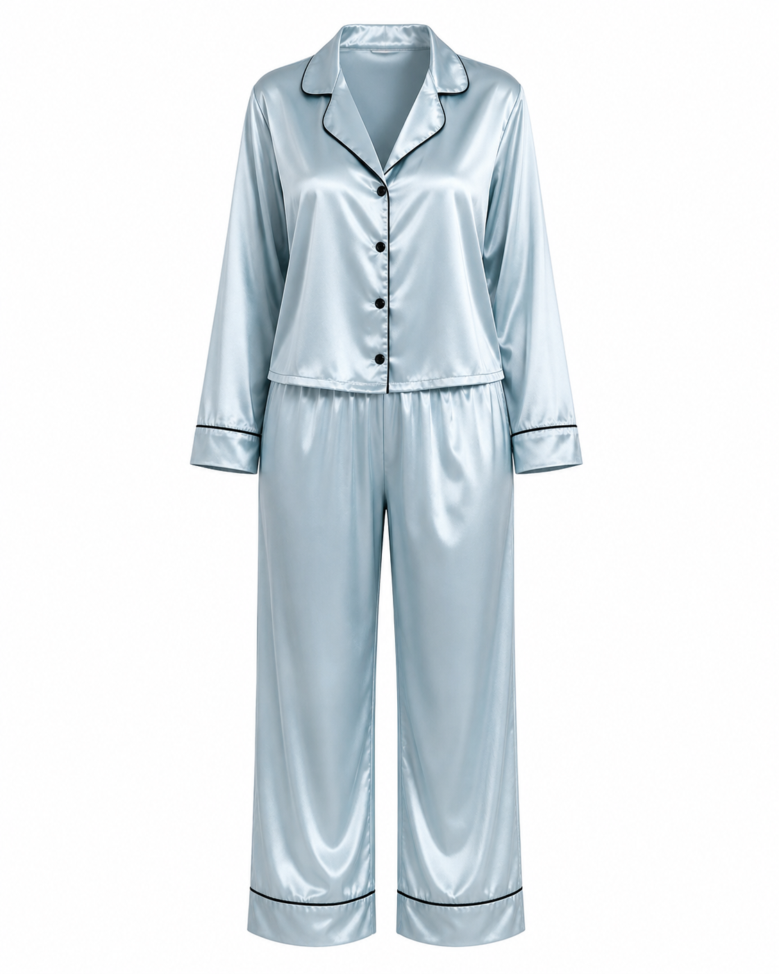 Saten Pijama Takımı - Buz Mavisi