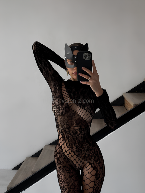 Catwomen Vücut Çorabı - Siyah