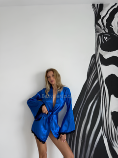 NAVY SATIN ROBE