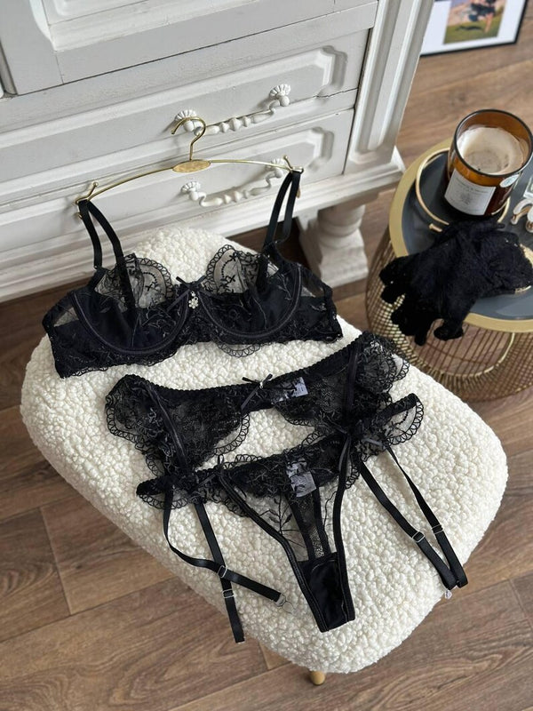 Private Garter Set - Siyah
