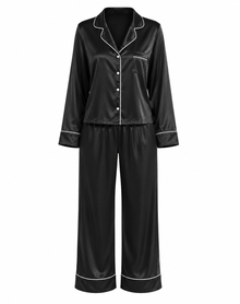 Saten Pijama Takımı - Siyah