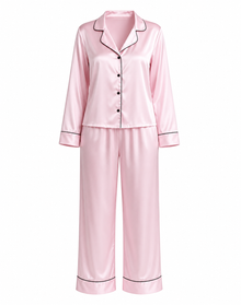 Saten Pijama Takımı - Pudra Pembe