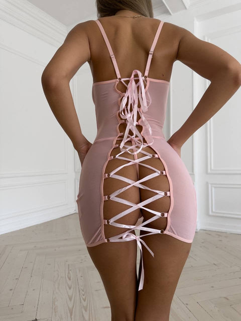 PİNK TRANSPARAN BABYDOLL (KÜLOT HEDİYELİ)