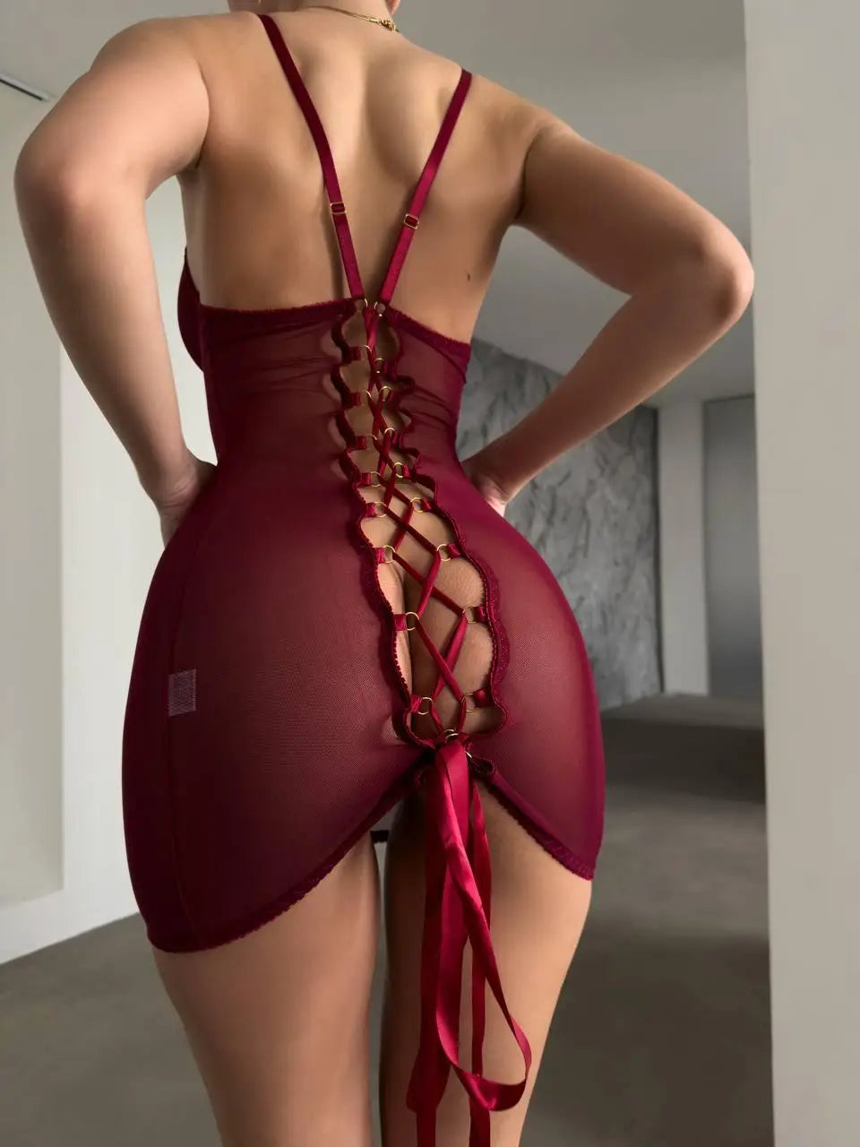 CHERRY TRANSPARAN BABYDOLL (KÜLOT HEDİYELİ)