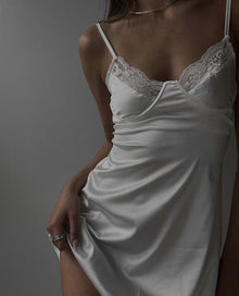WHITE SATIN NIGHTGOWN