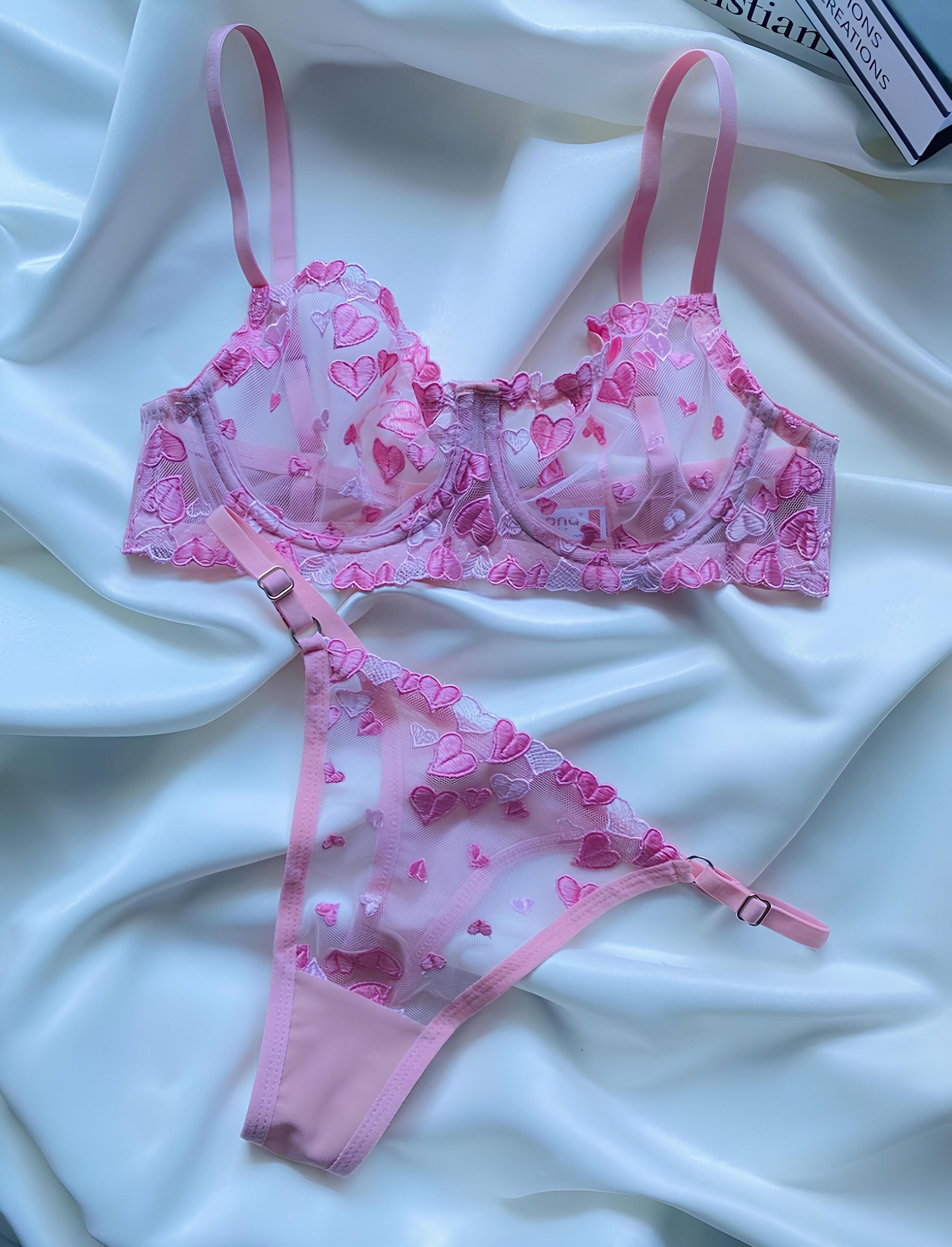 PİNK HEART BRA SET