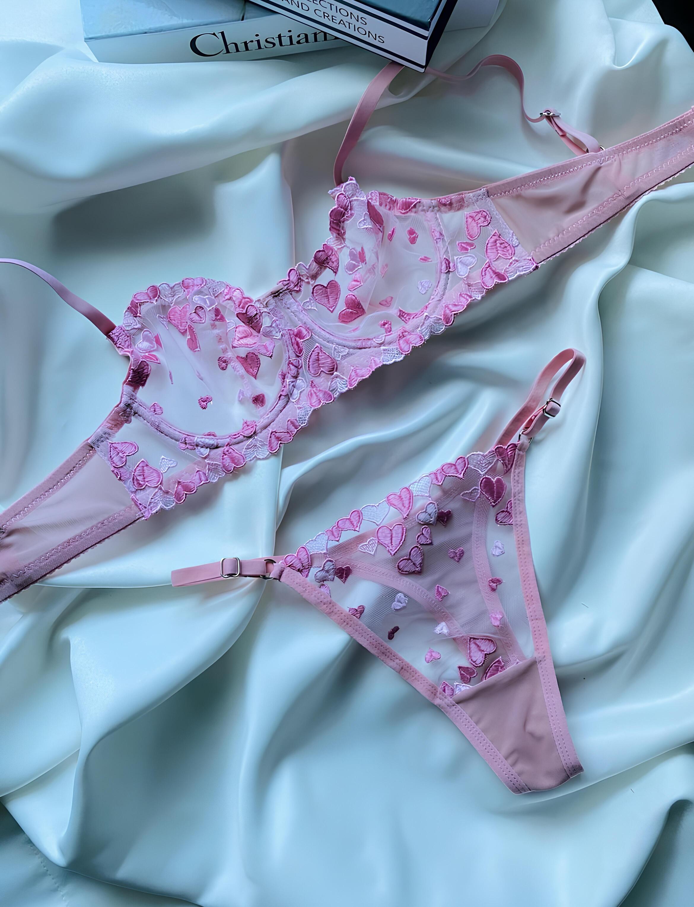 PİNK HEART BRA SET