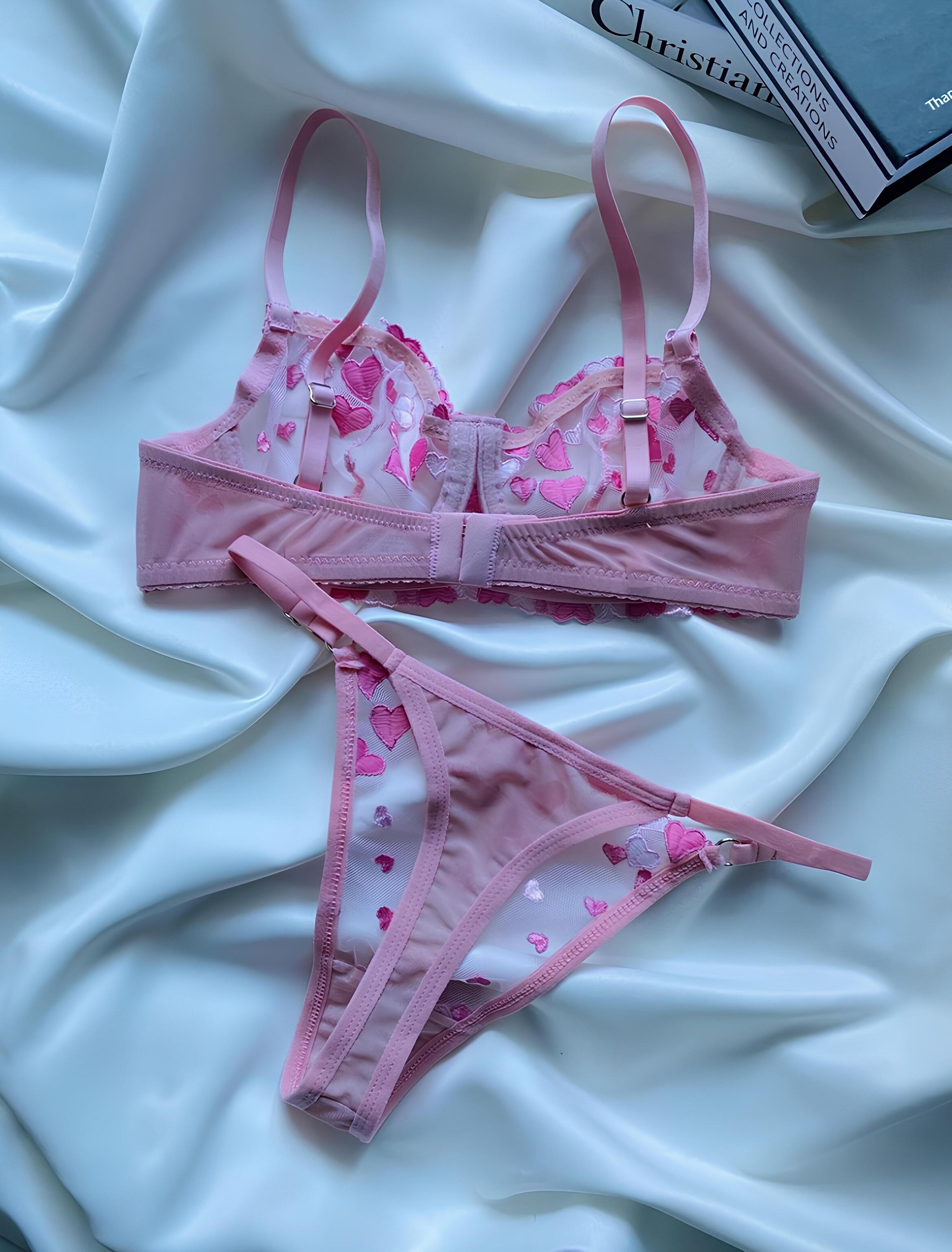 PİNK HEART BRA SET