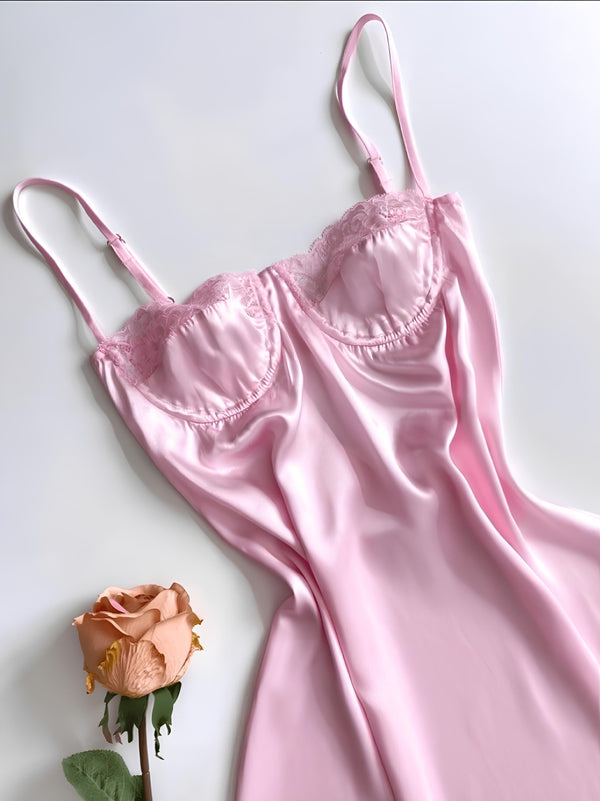 Saten Gecelik - Pembe