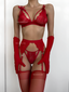 RED ROMANTIC GARTER SET (STOCKINGS INCLUDED)